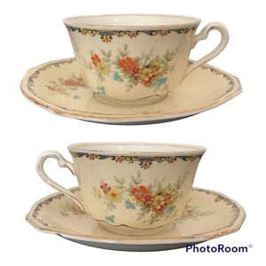 Vintage 1930’s Royal Winton Grimwades Lady Patricia 9737 2 Tea Cups and Saucers